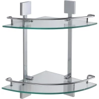 Полка стеклянная Savol S-065322A 27,7x27,7 см угловая, двойная, хром