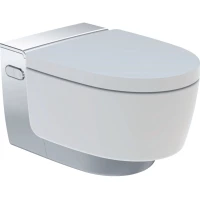 Унитаз подвесной Geberit AquaClean Mera Classic 146.204.21.1 безободковый, с функцией биде, хром/белый