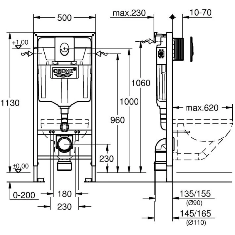 Комплект подвесной унитаз Am.Pm Inspire 2.0 C50A1700SC + система инсталляции Grohe 38721001