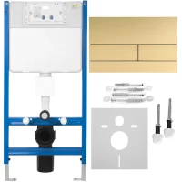 Инсталляция для унитаза Rea T KPL-E0055 с кнопкой смыва, золотой матовый