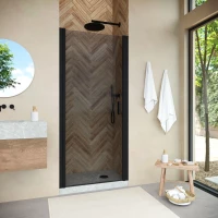 Душевая дверь Vegas Glass EP NOVO 85 02М 07 85 см, профиль черный матовый, стекло графитовое