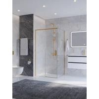 Душевой уголок Cezares Plane PLANE-AH-1-100/80-C-BORO 100x80 см, профиль золотой матовый, стекло прозрачное