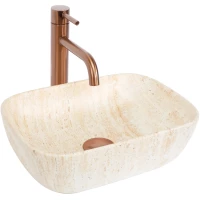 Раковина-чаша Rea Belinda Mini REA-U4700 36x25 см, накладная, бежевый мрамор