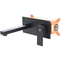 Смеситель для раковины Orange Lutz M04-722b  встраиваемый, без донного клапана, черный матовый