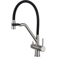 Смеситель для кухни Gappo G4398-85 с подключением к фильтру, гибким изливом, сатин