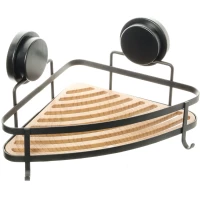 Полка для ванной Fixsen Magic FX-920B-1 21x21 см, угловая, самоклеящаяся, черный матовый/коричневый