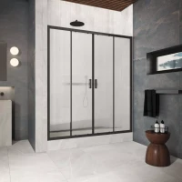 Душевая дверь Vegas Glass Z2P Protec 195 02M Moru 195 см, профиль черный матовый, стекло рифленое