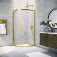 Душевой уголок Vegas Glass ZS-F TUR NOVO 100*80 09 crystalvision 100x80 см, профиль золотой, стекло прозрачное