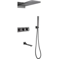 Душевой комплект Abber Daheim AF8253NG 230 мм, с термостатом, никель