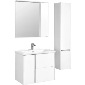 Изображение товара зеркальный шкаф 80x83,3 см белый глянец r акватон стоун 1a228302sx010