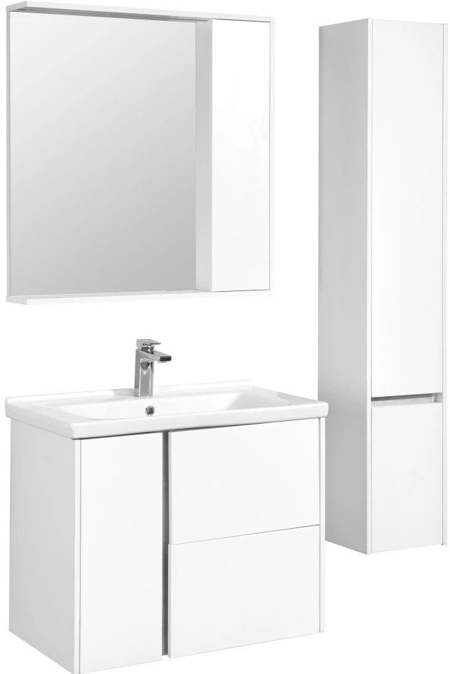 Зеркальный шкаф белый глянец 80х83,3 см Акватон Стоун 1A228302SX010 - фото 3