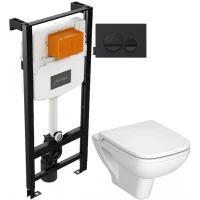 Комплект подвесной унитаз Vitra S20 5507B003-0101 + 77-003-009 + система инсталляции Jacob Delafon E24156-NF + E20859-7-BMT