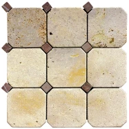 Мозаика Natural Octagon M090 M074-BT Травертин, Мрамор бежевый, коричневый 30,5x30,5