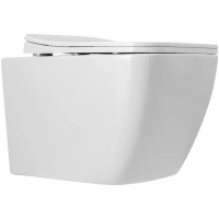 Унитаз подвесной Art&Max Maxima AM010CHR/AM010SC безободковый, с сиденьем микролифт, белый