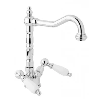 Смеситель для раковины с донным клапаном хром, ручки белые Cezares First FIRST-LS2-01-Bi