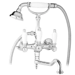Изображение товара смеситель для ванны с ручным душем хром, ручки белые cezares first first-vdf-01-bi