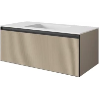 Тумба с раковиной Armadi Art Quatro Daphne Fuga 790-M1-120-RIB-D-A-LED + 793-120-W 121 см, подвесная, с подсветкой, бежевый матовый