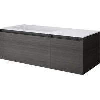 Тумба с раковиной Armadi Art Quatro Oak Antracite 790-M2-120-OA-A + 793-120-W-A 121 см L, подвесная, темный дуб