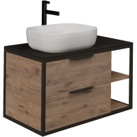 Тумба с раковиной дуб веллингтон/черный 90 см Grossman Лофт 109001 + GR-3020