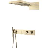 Душевой комплект Boheme Zodiac 133-G 230 мм, с термостатом, золотой