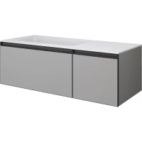 Тумба с раковиной Armadi Art Quatro Luna 790-M2-120-L-A-LED + 793-120-W-A 121 см L, подвесная, с подсветкой, серый матовый