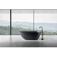 Ванна из литьевого мрамора Abber Dortmund AM9911B 170x75 см, отдельностоящая, черный матовый