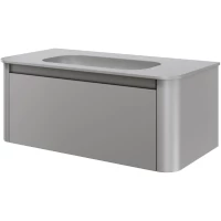 Тумба с раковиной Armadi Art Voi Luna 782-100-L + 786-100-L без отв. 102 см, подвесная, серый матовый