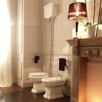 Унитаз напольный Kerasan Retro 101101 с высоким бачком, белый, фурнитура хром/белый