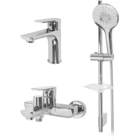 Комплект смесителей Hansberge Nordic H7099C с душевым гарнитуром, хром