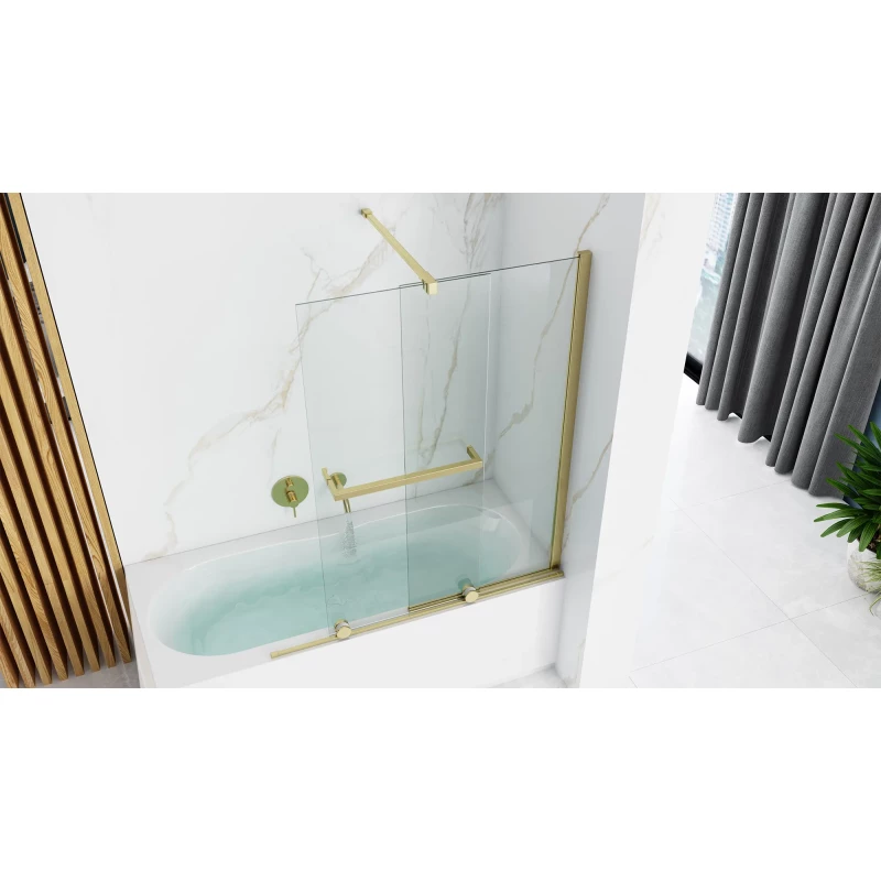 Шторка на ванну Rea Fabian REA-K6526 100 см, профиль золотой, стекло прозрачное