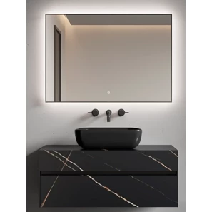 Изображение товара зеркало armadi art 543-100-b 100x70 см, с led-подсветкой, сенсорным выключателем, диммером, антизапотеванием, черный матовый