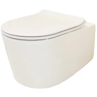 Унитаз подвесной Creo Ceramique Rennes RE1100R+RE1001T безободковый, с сиденьем микролифт, белый