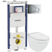 Комплект подвесной унитаз Jaquar Solo SLS-WHT-6953BIUFSM + система инсталляции Geberit 111.362.00.5 + 115.770.21.5
