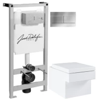 Комплект подвесной унитаз Grohe Cube Ceramic 3924400H + 39488000 + система инсталляции Jacob Delafon E5504-NF + E4316-CP