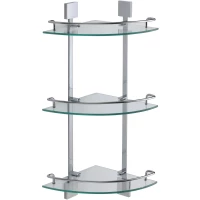 Полка стеклянная Savol S-065322A-3 27,7x27,7 см угловая, тройная, хром