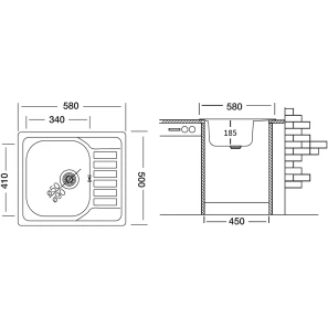 Изображение товара кухонная мойка полированная сталь ukinox гранд grp580.500 -gt8k 1r