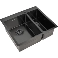 Кухонная мойка Zorg PVD 59-2-51-L GRAFIT 59x51 см, графит