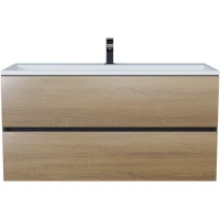 Тумба с раковиной Uperwood Barsa 293020544 100 см, подвесная, черный матовый/дуб сонома