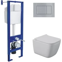 Комплект подвесной унитаз Berges Quattro S + система инсталляции Berges Atom 410 043364