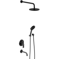 Душевой комплект Damixa Apollo 947510300 со смесителем, 225 мм, черный матовый