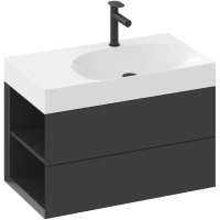 Тумба под раковину Ravak Lite X000001874 80 см L, подвесная, черный матовый