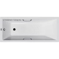 Ванна чугунная Vinsent Veron Square VSQ1707545H/VH0012CH-AS 170x75 см, с ручками, антискользящим покрытием, белый