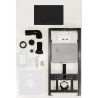 Инсталляция для унитаза Рехау Nova Orb 001 19101071001 с кнопкой смыва, черный матовый