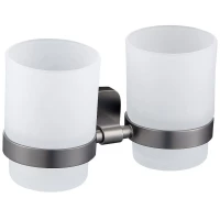 Стакан для зубных щеток Wonzon & Woghand WW-9328 двойной, настенный, темный графит матовый