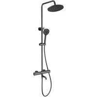 Душевая система Wonzon & Woghand Inn 2 WW-A3006-T1-BGG 230 мм, с термостатом,  темный графит матовый