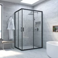 Душевой уголок Vegas Glass ZA-F NOVO h2000 120*80 02M crystalvision 120x80 см, профиль черный матовый, стекло прозрачное