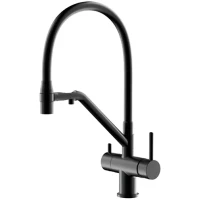Смеситель для кухни Gappo G4398-86 с подключением к фильтру, гибким изливом, черный матовый
