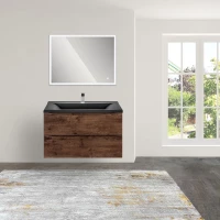 Комплект мебели темное дерево 80 см Vincea Mia VMC-2MA800RW + VCB-3M800B + VLM-3VN800