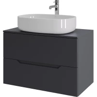 Тумба с раковиной Orange Line Li-80TugMDF+B08-600W 80,2 см, подвесная, со столешницей, графит матовый