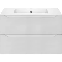 Тумба с раковиной белый глянец 81 см Vincea Norma VMC-2N800GW + VCB-2N800W